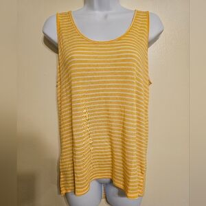 Melrose & Market Stripped Racerback Tank Top Beach Summer Yellow White Medium